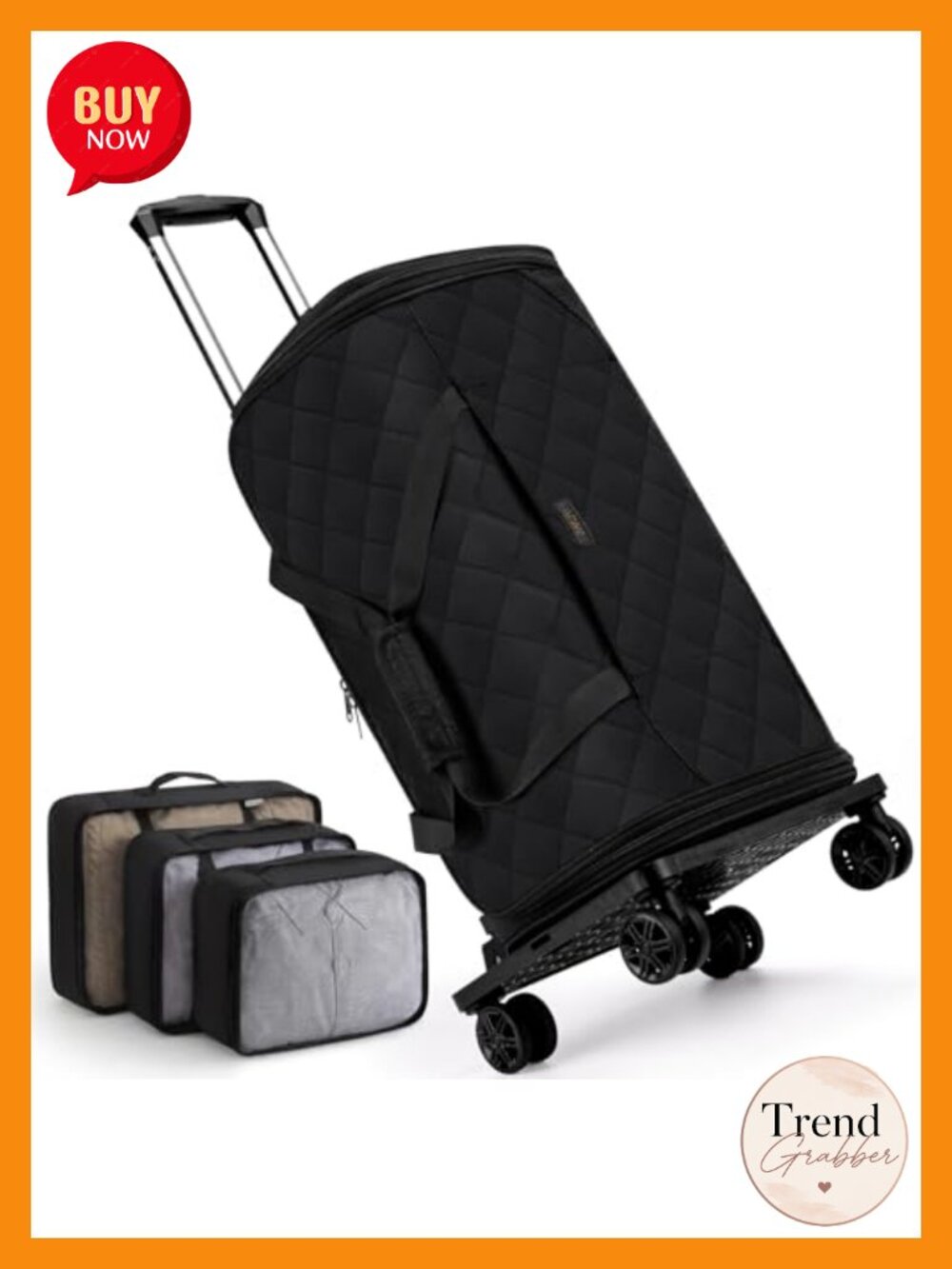 4-in-1 Rolling Garment Bag 50L Wheeled Duffel Suit Travel with Shoe Compartment